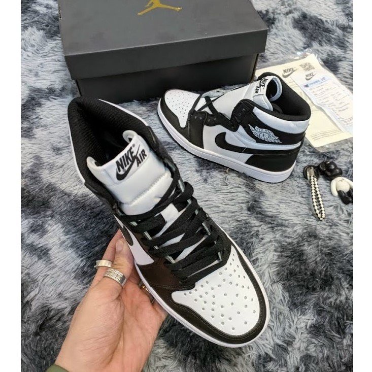 Giày  jordan Giày Thể Thao ,Jordan cao cổ Đen Trắng panda nam nữ, giày jd Cổ Cao full box bill