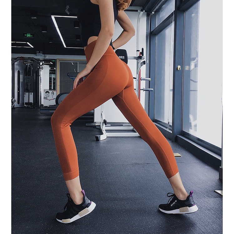 Quần Legging Lửng Thể Thao Nữ Dệt Kim Gen Bụng Tôn Mông Co giãn Tập Gym Yoga Gymstore 1007