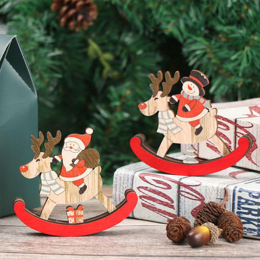 YNATURAL Phụ Kiện Trang Trí Giáng Sinh Hình Ông Già Noel / Người Tuyết Bằng Gỗ