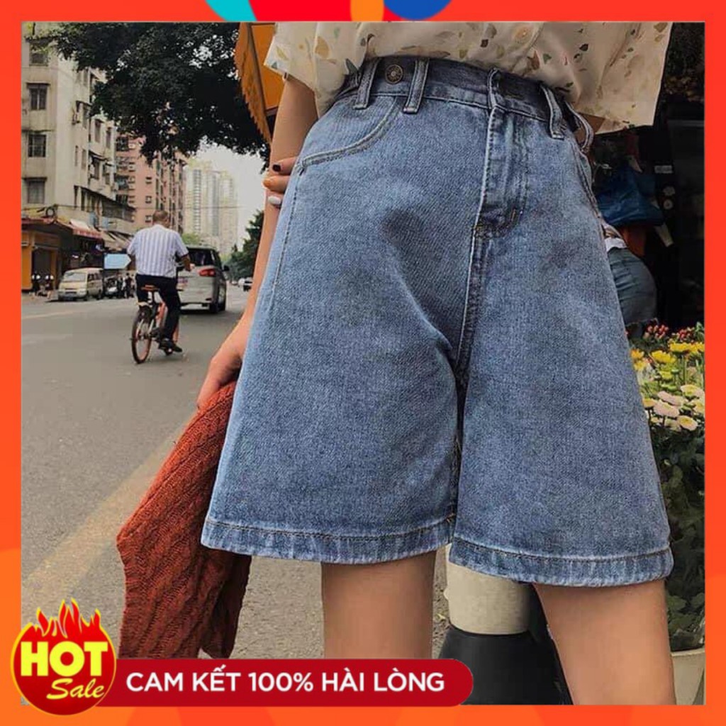 Quần Short Jean Ống Rộng Nữ Quần Đùi Nữ Dáng Ngắn Trơn 89 Trang Phục Đi Biển Phối Áo Phông Unisex