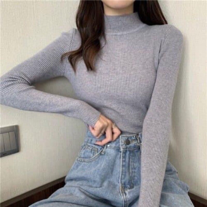 Áo Len Tăm Giữ Nhiệt Cổ 3cm From Ôm Tay Dài Lên Dáng Cực Xinh Nhiều Màu Sắc