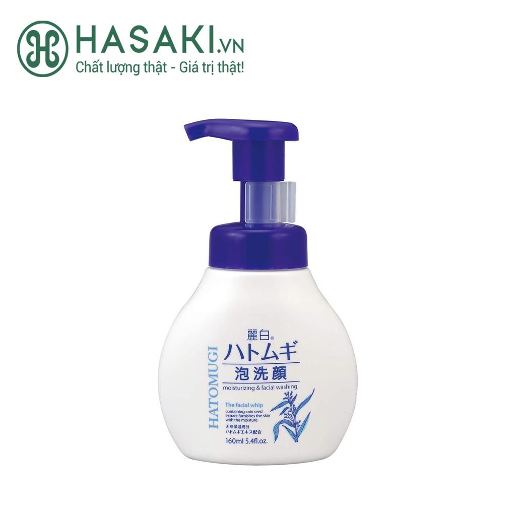 Sữa Rửa Mặt Hatomugi Ý Dĩ Tạo Bọt Dưỡng Ẩm, Sáng Da The Facial Whip 160ml