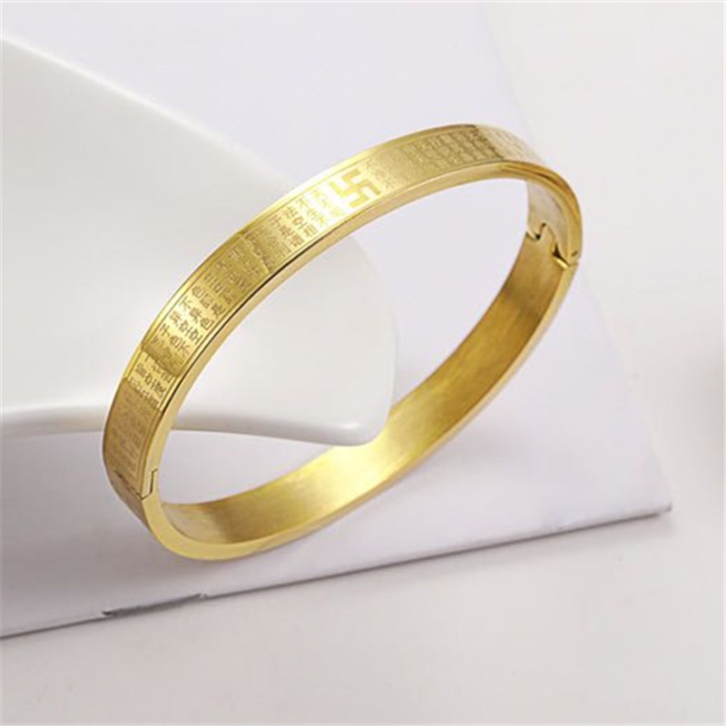 Vòng Đeo Tay Inox Khắc Chữ Million Characters / Heart Thời Trang Cho Nam Và Nữ