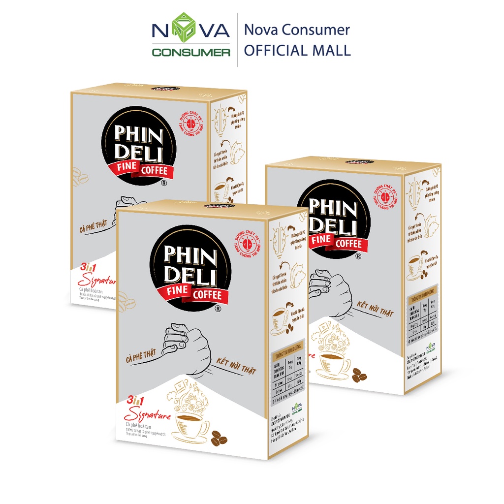 [Combo 3 hộp] Cà Phê Hòa Tan PhinDeli 3in1 Signature (15g x 10 gói x 3 hộp) | BigBuy360 - bigbuy360.vn