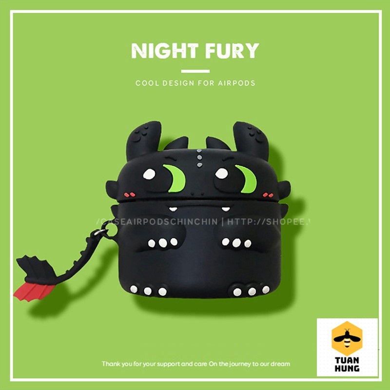 ✔Case airpod 3 2021, vỏ bọc hộp đựng airpod 3, Rồng Night Fury, Shark Cá mập, Chim cánh cụt,Marshall,khủng long bờm vàng