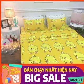 Set 4 món 1 ga 2 vỏ gối nằm 1 vỏ gối ôm 1m2 1m6 1m8 mẫu vịt vàng mới
