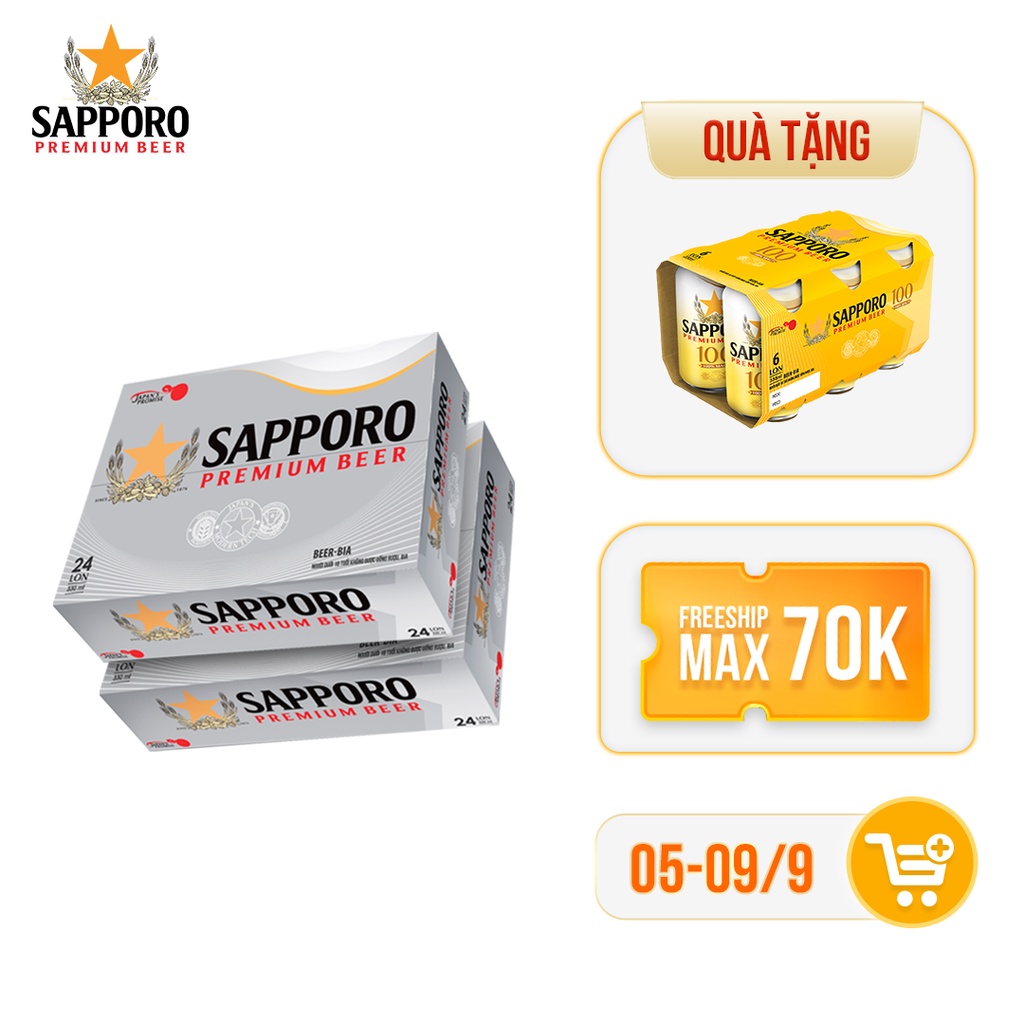 Combo 02 thùng Sapporo Premium 330ml