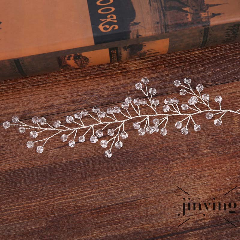 GETNOIVAS Vòng hoa cài tóc làm thủ công đính pha lê cho cô dâu