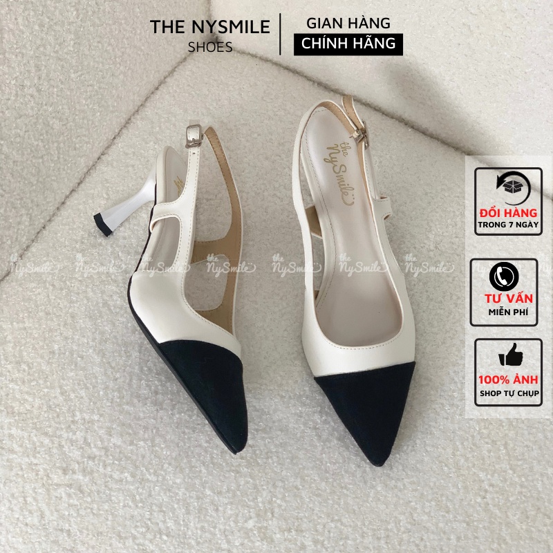 Giày cao gót 5cm gót nhọn mũi nhọn phối quai cài - THENYSMILE - SCOT