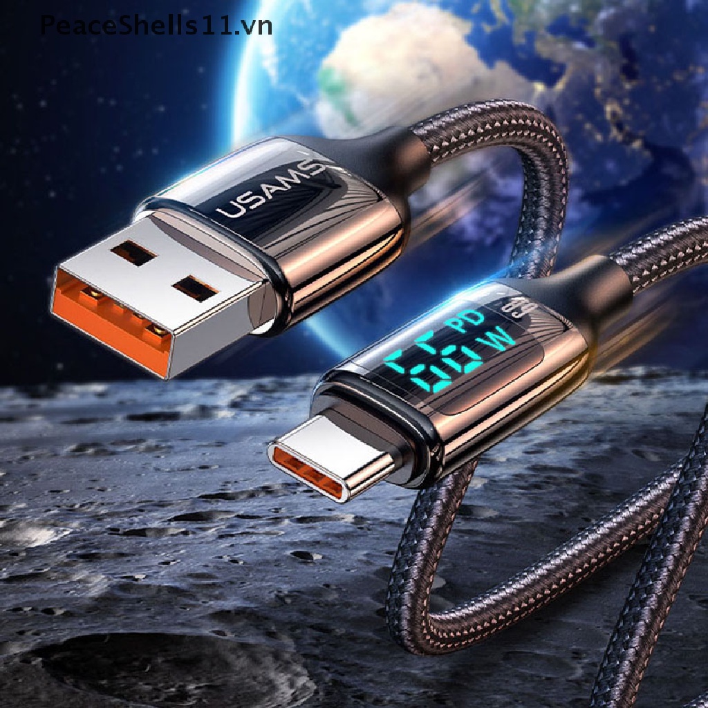 Cáp Sạc Nhanh PD 100W 6A USB Sang Type-c Có Màn Hình LED Cho Điện Thoại