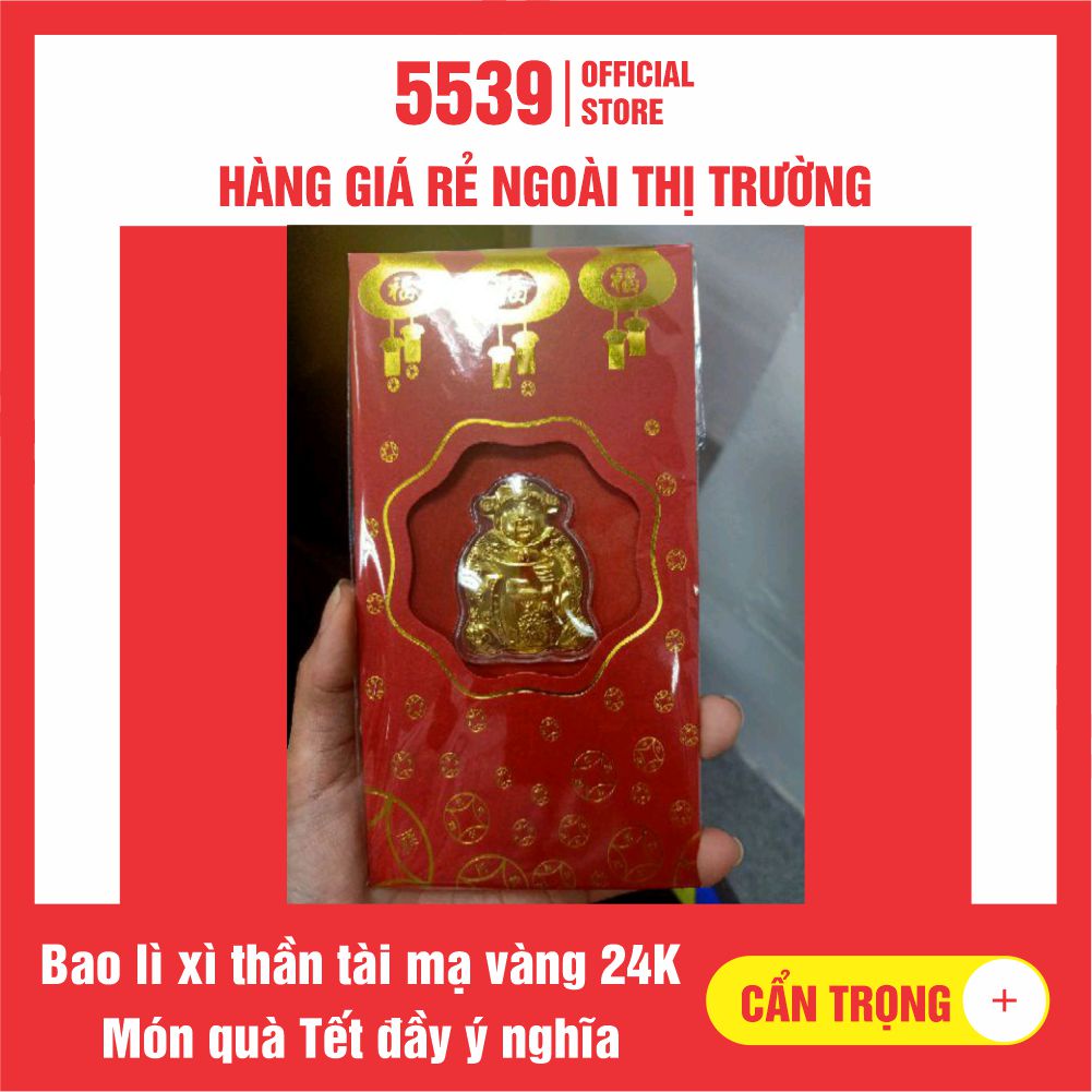 Bao lì xì thần tài mạ vàng ⚡️ FREESHIP ⚡️ Bao lì xì thần tài mạ vàng 24K quà tết đầy ý nghĩa cho gia đình - Shop 5539