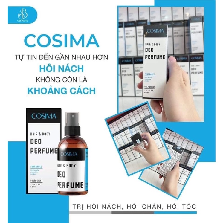 XỊT KHỬ MÙI HÔI NÁCH ,HÔI CHÂN ,HÔI TÓC COSIMA HƯƠNG NƯỚC HOA