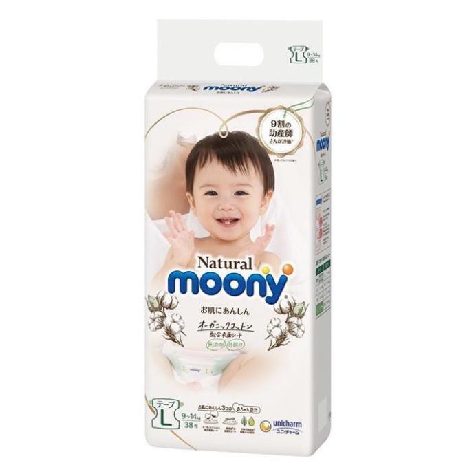 MBB  Tã/Bỉm Moony Natural Nội Địa Nhật cộng miếng Dán/Quần ĐỦ SIZE NB63/S58/M48/L36/XL32 bbbb NNTB