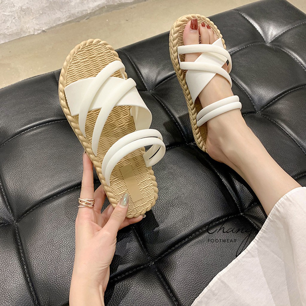 Sandal Nữ Giả Cói Quai Đan ❤️ FREESHIP ❤️ Dép nữ cao su mềm êm chống nước D02 (form bé tăng 1 size)