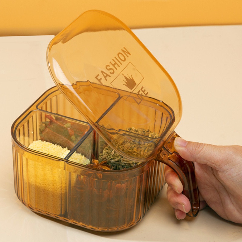 Hộp Đựng Gia Vị Bằng Nhựa Trong Suốt Có Nắp Đậy Và Muỗng Tiện Dụng