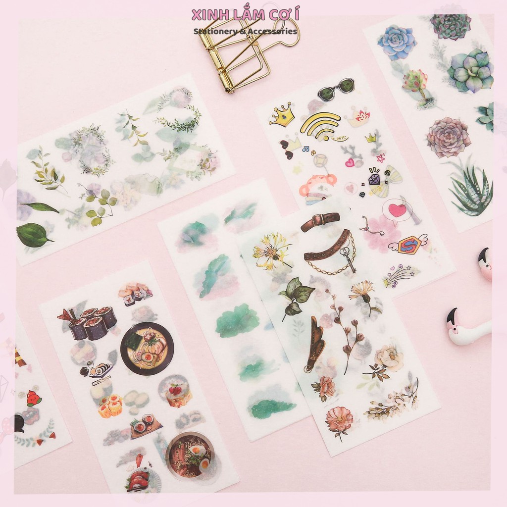 Set 6 Tấm Dán Sticker Trang Trí Sổ Nhật Kí Họa Tiết Dễ Thương