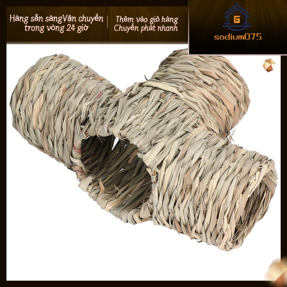 Sodium075 Hideaway Grass Tunnel Toy Ngôi nhà rơm với bốn lối vào mở cho chuột Hamster Syria Chồn Guinea Pig