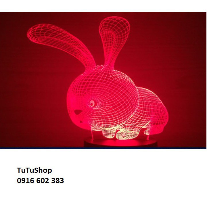 [7 màu] Led 3D Thỏ đáng yêu
