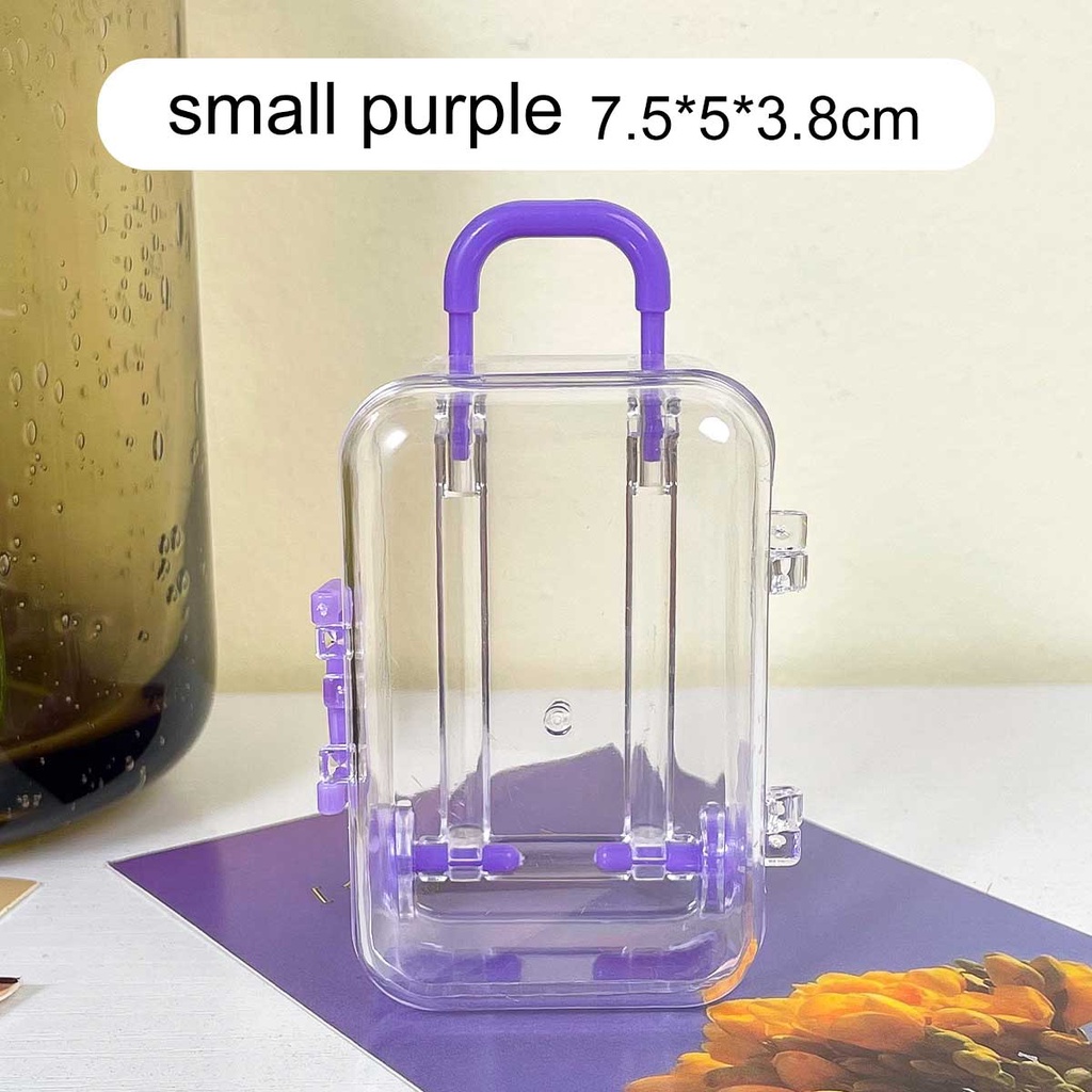 Hộp Đựng Trang Sức Trong Suốt Chống Bụi Hình Vali Kéo Mini Dễ Thương Sáng Tạo