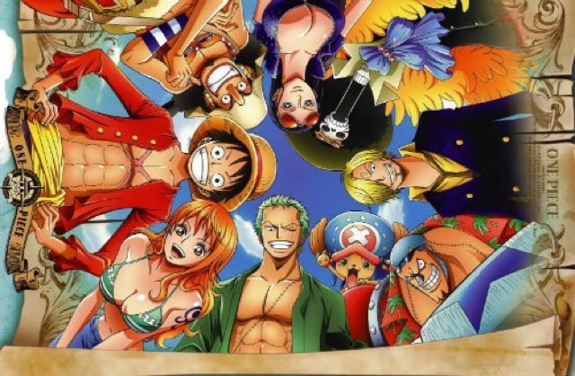 Poster anime one piece khổ a4 1-5 tấm đề can bóc dán