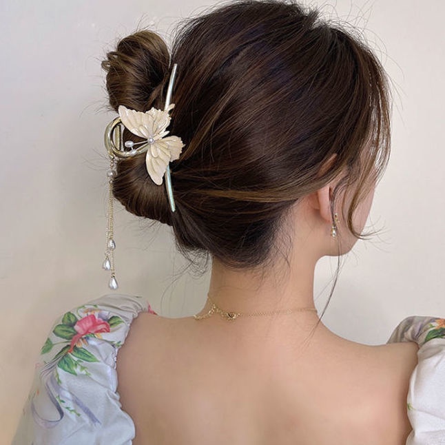 Trâm Cài Tóc Tua Rua Hình Bướm Màu Trắng Phong Cách Trung Hoa Cho Bé Gái