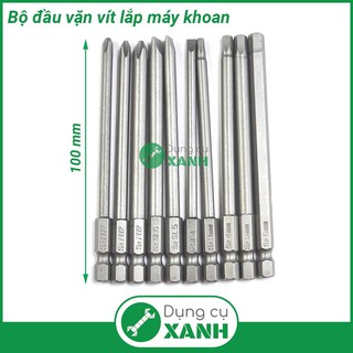 Bộ 10 đầu vặn vít lắp máy khoan chuôi lục