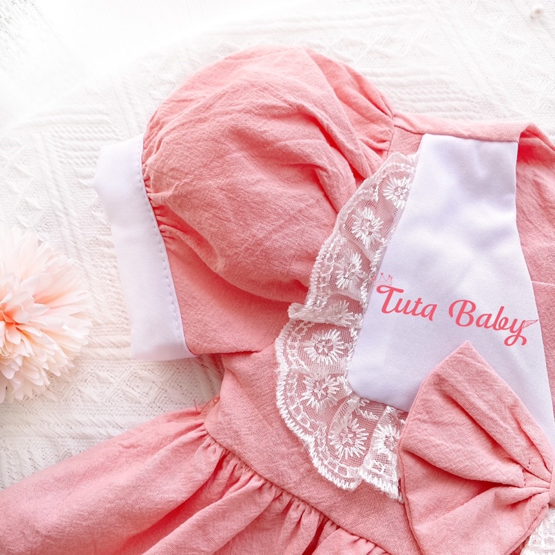 Váy Bé Gái Thô Đũi Hồng Cổ Bèo Ren Xinh Xắn, Váy Hồng Pastel Đáng Yêu Cho Bé FREESHIP, Váy Trẻ Em Thiết Kế