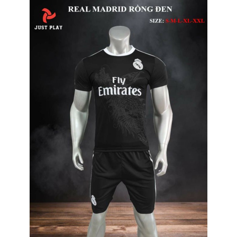 Đồ đá banh CLB Real Madrid Rồng đen với vải thun lạnh cao cấp