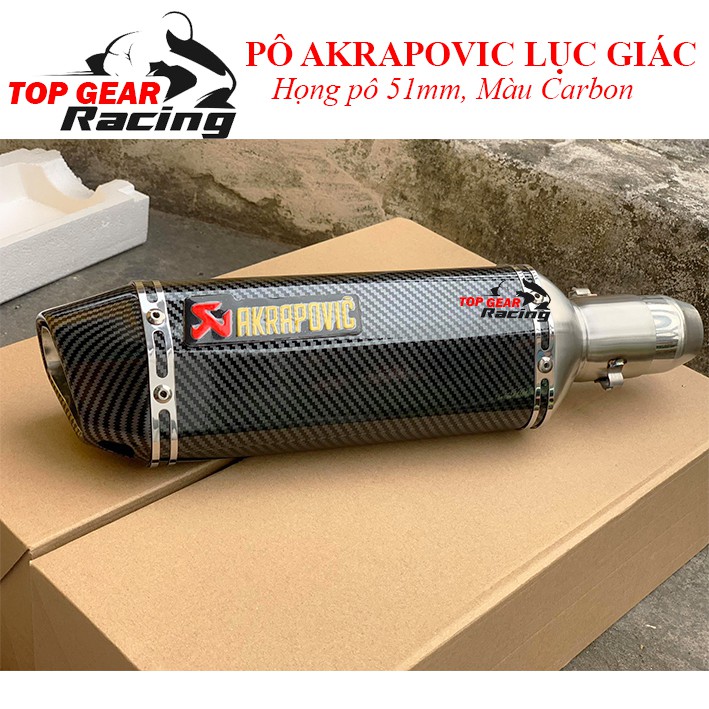 Pô Akrapovic Lục Giác Có Tiêu Giảm Thanh và Tem Trang Trí