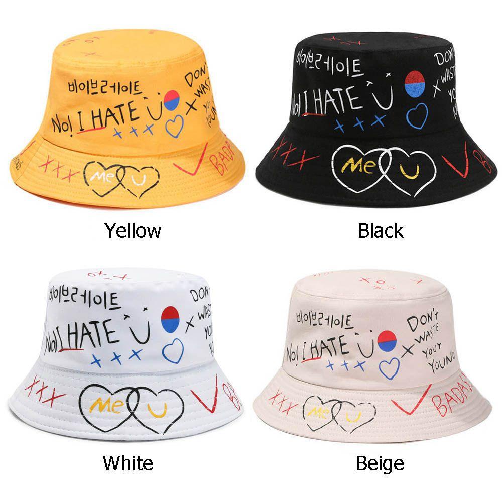 EUTUS Nón Bucket Hoạ Tiết Chữ Panama Phong Cách Hiphop