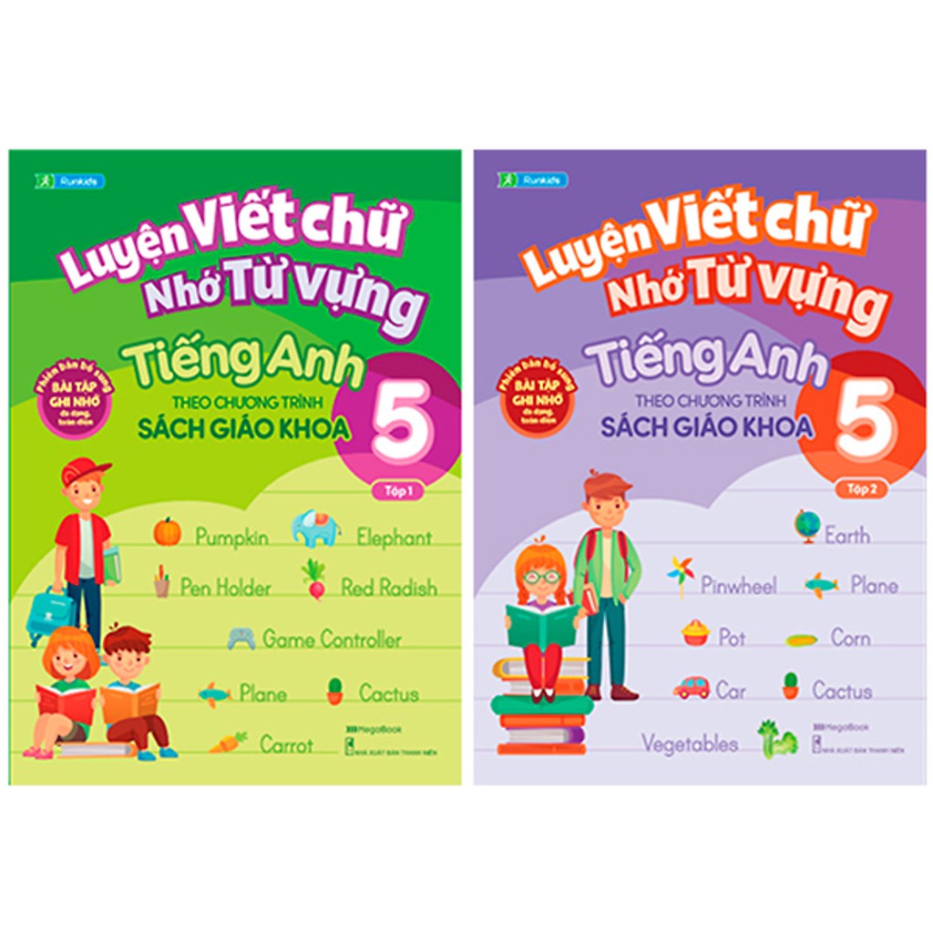 Sách Combo Luyện viết chữ nhớ từ vựng tiếng Anh theo chương trình Sách giáo khoa Lớp 5 – Tập 1 & 2