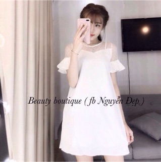 Đầm suông phối lưới _ kèm ảnh sp thật