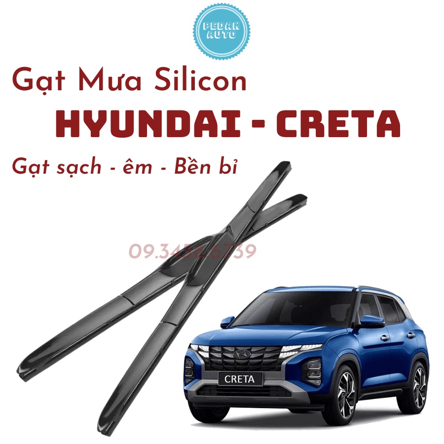 Gạt mưa ô tô, cần gạt mưa silicon xe Hyundai Creta 2021 - 2023 gạt sạch êm, bộ 2 cần gạt