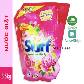 SURF Túi Nước Giặt 3.5kg 3.5 kg Hồng Cỏ Hoa diệu Kỳ có nắp vặn