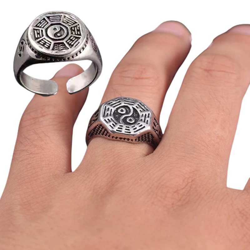 Nhẫn Đeo Tay Khắc Biểu Tượng Âm Dương Sang Trọng Thời Trang Unisex