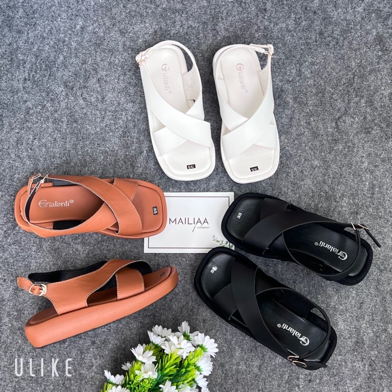 Sandal xuồng 3 phân MAILIAA quai chéo da mềm đi êm chân