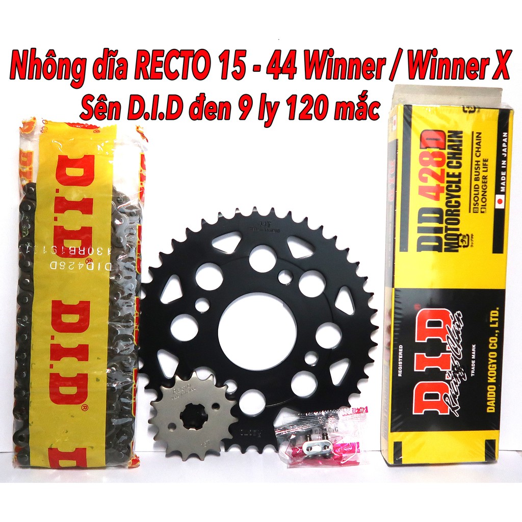 Sên DID đen 9 ly 120 mắc, Nhông dĩa Recto cho Winner/ Winner X