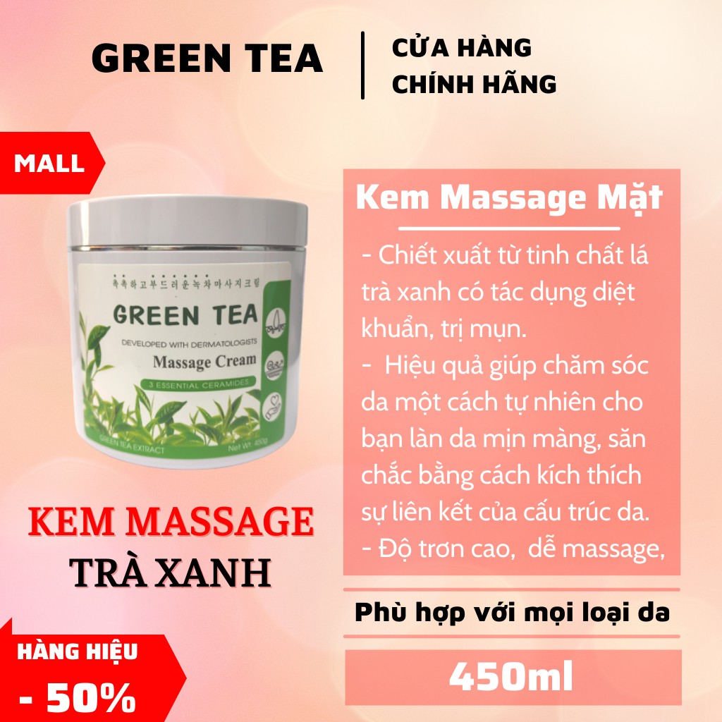 kem massage mặt trà xanh 450gram - Hàn Quốc