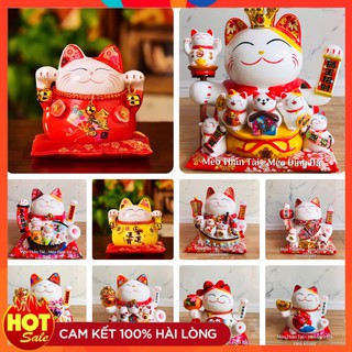 Mèo Thần Tài vẫy tay Gốm cao cấp size 10cm đến 28cm