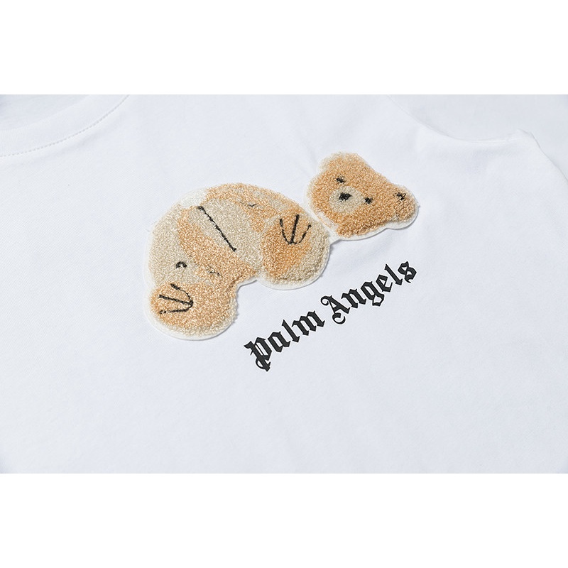 Áo Thun Cotton Tay Ngắn Dáng Rộng Thêu Hình Gấu Plus Size Unisex