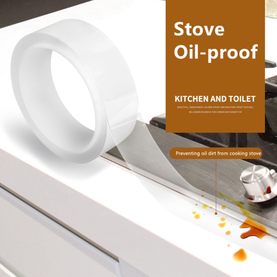 Cuộn Băng Keo Nano Một Mặt Trong Suốt Chống Thấm Nước Chống Nấm Mốc Dán Viền Cửa Xe Hơi / Nhà Bếp / Toilet