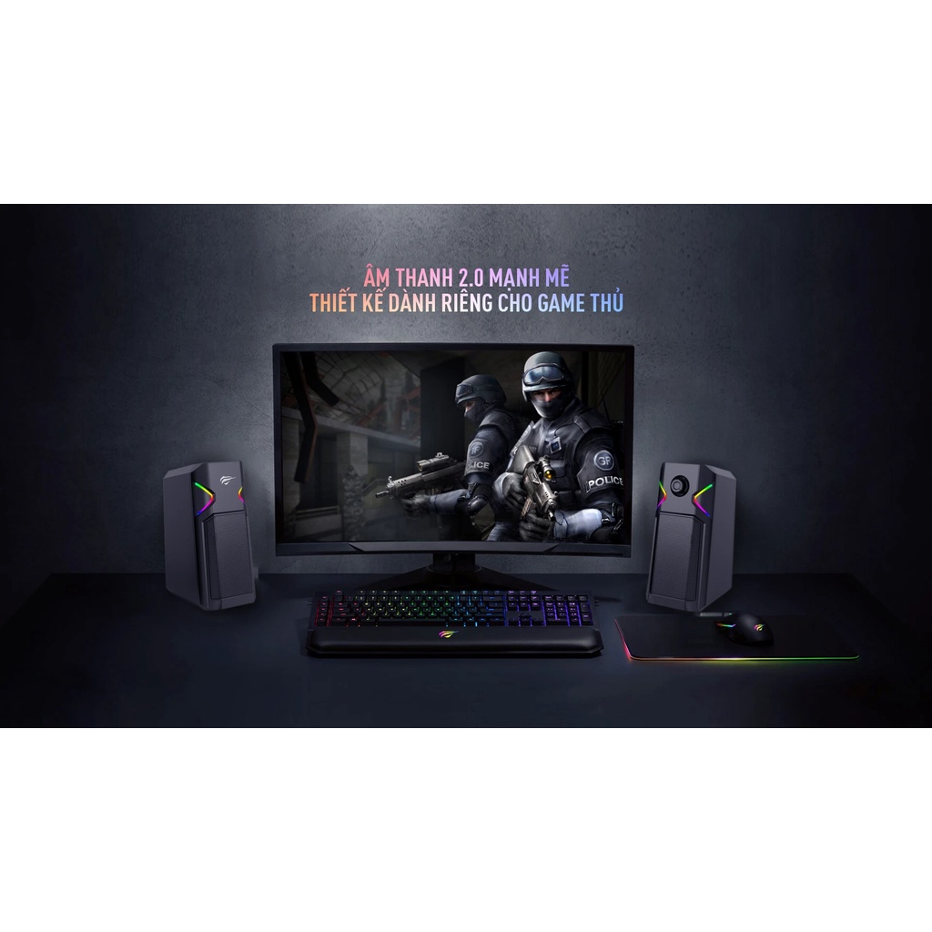 【Giao Hỏa Tốc】Loa Gaming RGB HAVIT SK205, Âm Thanh Stereo 2.0, Màu RGB Năng Động, Cống Suất 2x3W - Chính Hãng BH 12T