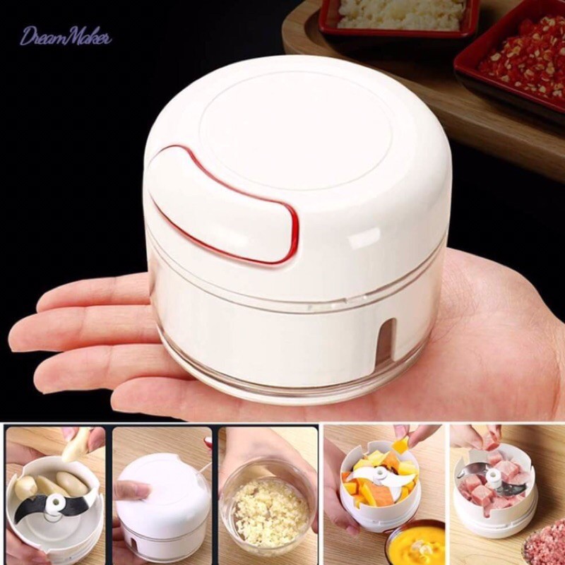 Máy Xay Tỏi, Dụng Cụ Xay Hành Tỏi Cao Cấp Mini Cầm Tay Đa Năng Đời Mới Có Dây Kéo Tiện Dụng Xay Mọi Loại Gia Vị