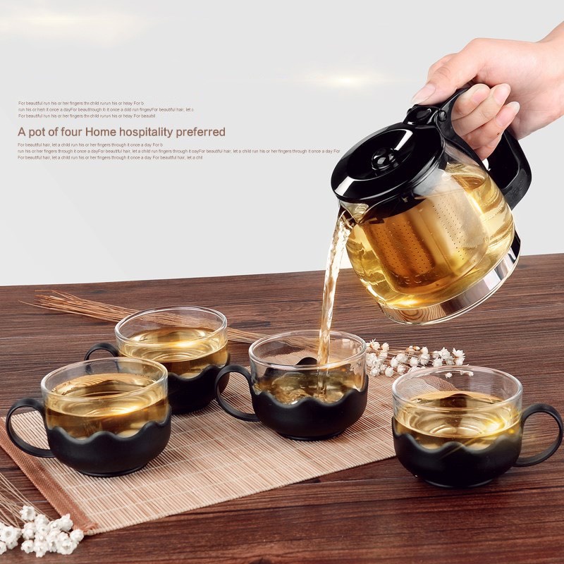 BỘ BÌNH LỌC TRÀ, ẤM TRÀ THỦY TINH TẶNG KÈM 4 CỐC SANG TRỌNG GIÁ RẺ