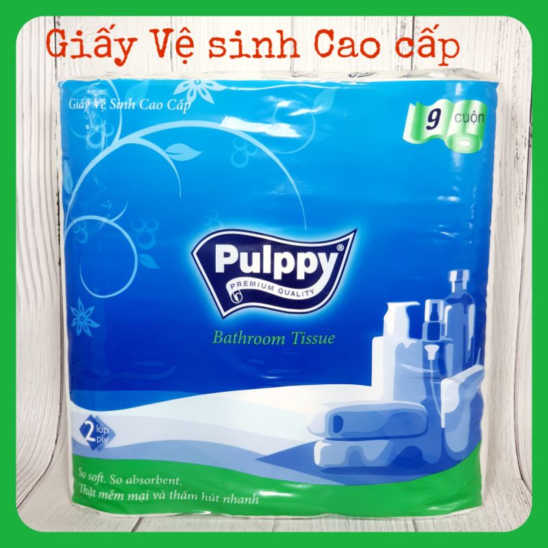 Combo 9 Cuộn Giấy Vệ Sinh Pulppy Cao Cấp Bathroom Tissue Mềm Mại Và Thấm Hút Nhanh