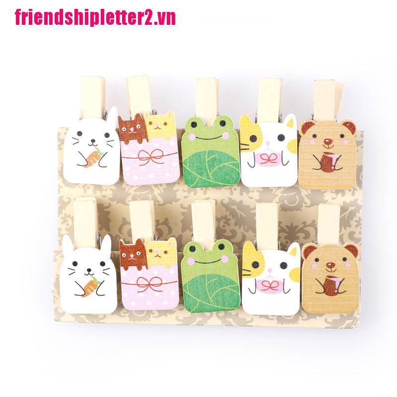 Set 10 Kẹp Gỗ Hình Thỏ Hoạt Hình Dễ Thương