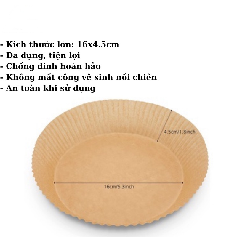 Set 100 miếng giấy lót nồi chiên không dầu, chống dinh, đa dụng, tiện lợi, không mất công vệ sinh nồi chiên