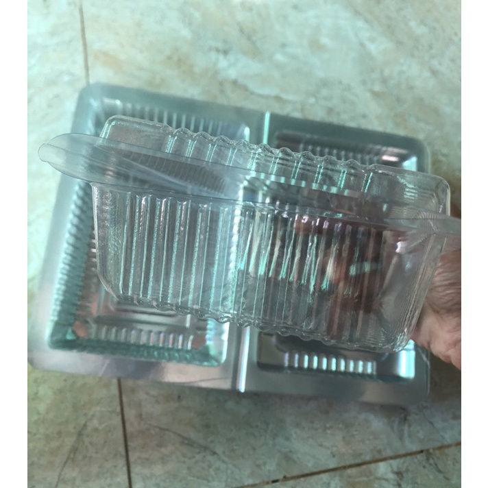10 hộp H55 hộp H50 chữ nhật nhựa trong có nắp đựng bánh