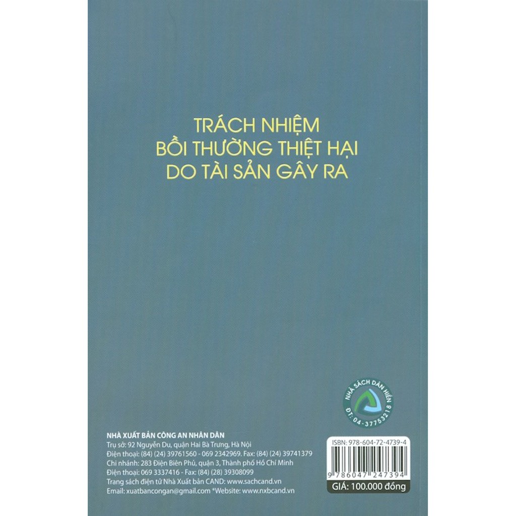 Sách - Trách Nhiệm Bồi Thường Thiệt Hại Do Tài Sản Gây Ra (Sách Chuyên Khảo)