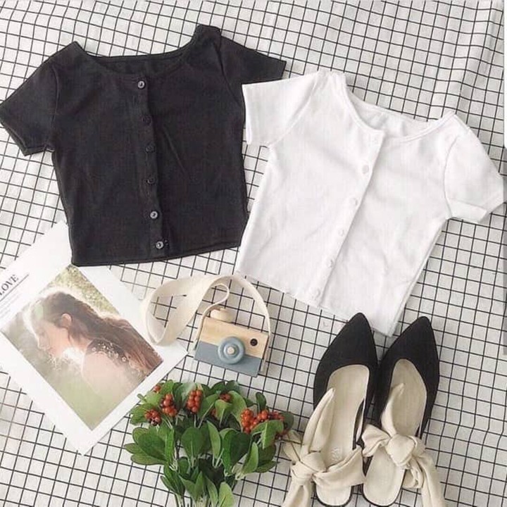 Áo croptop ❄ FREESHIP ❄ Áo thun nữ cúc thật thời trang XIXO cao cấp mã ATN0002